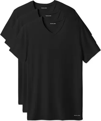 Tommy John 3-Pack Second Skin Stay Tucked V-Neck Undershirts in Black at Nordstrom, Size Large