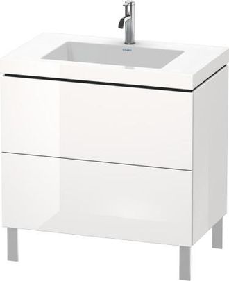 Duravit Lavamanos Para Muebles Duravit L-cube C-bonded Con Base De Pie, 80x48 Cm, 2 Extra&iacute;bles, Sin Rebosadero, Sin Agujero Para Grifo, Color: Perla De Albari