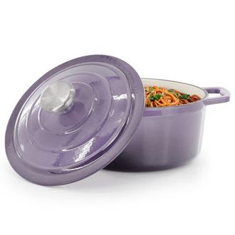 MegaChef 2.7 Quart Round Enameled Cast Iron Casserole in Purple at Nordstrom