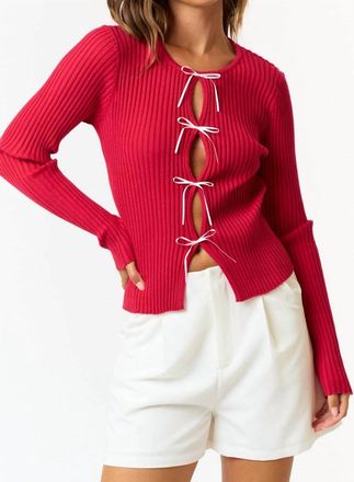 Babe Bow Cut Sweater In Red