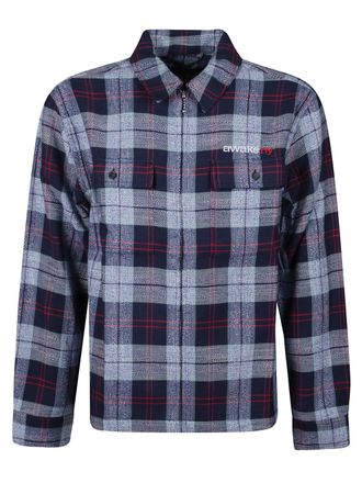 Awake NY Flannel Blue Check Zip Overshirt
