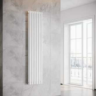 Sonni Sonni - Radiador De Vertical Blanco Ovalado Radiador Centro Conexi&oacute;n Doble Capa 357x1600mm