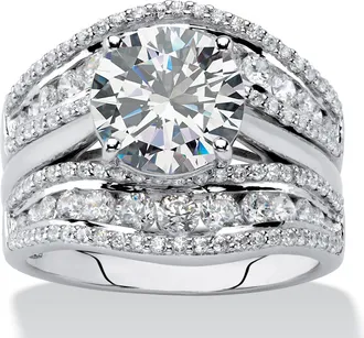Palm Beach Jewelry Cubic Zirconia Multi-Row Jacket Wedding Ring Set 4.26 TCW in Platinum-plated