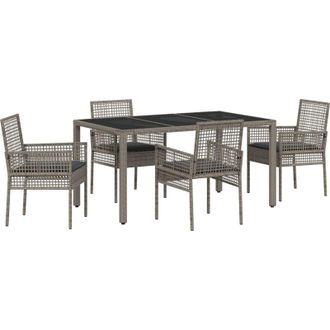 vidaXL Vidaxl - Conjunto De Comedor De Jard&iacute;n 5 Pcs Gris Polirat&aacute;n