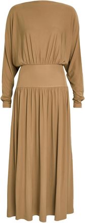 Toteme Gathered Crepe-jersey Midi Dress - Caramel - S (UK8-10 / S)