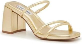 Steve Madden Womens Steve Madden Gemeni Sandals Gold Square Toe Block Heel GAL1591