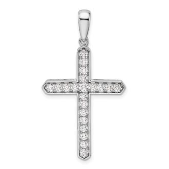 Diamond2Deal 14K White Gold Lab Grown Diamond Cross Pendant (0.75ct, VS, G-H)