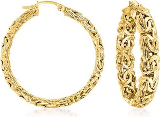 Ross-Simons 18kt Gold Over Sterling Large Byzantine Hoop Earrings