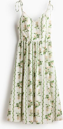 H&M Ausgestelltes Tr&auml;gerkleid - Weiss/Gebl&uuml;mt