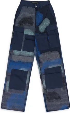 Who Decides War by Ev Bravado INDIGO CAMOUFLAGE EMBROIDERY PANTS
