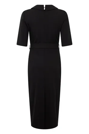 Pinko Womens Fitted Dress With Belt, Black Viscose