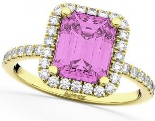Allurez Lab Pink Sapphire & Lab Grown Diamond Engagement Ring 14k Yellow Gold (3.32ct)