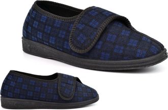 Generic Mens Wide Fit Slippers Mens Extra Large Slippers Size 6 Boys Slipper Size 11 Extra Large Slipper Wide Fit Washable Touch Fastening EE Width Rubber Sol