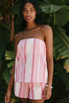 Beach Riot Celeste Cotton Linen Strapless Top