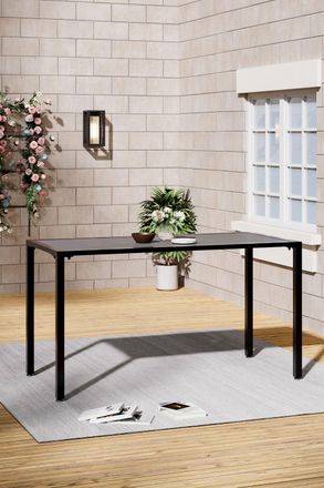 Living and Home Outdoor Rectangular Metal Frame Garden Dining Table in Grey