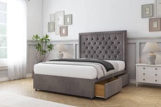 Sloomy Montana Naples Divan Set 2 Drawers-26 Headboard in Grey | Size: Small Double