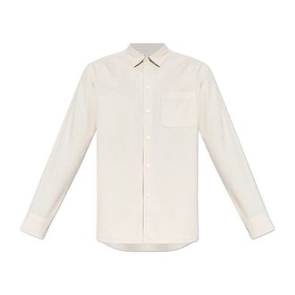Sams&oslash;e & Sams&oslash;e Shirt Sadamon - Heren - Casual Overhemden - Beige - M - Katoen - Overhemden