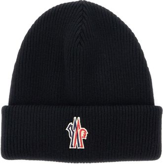 Moncler Black Logo Knitted Beanie Cap