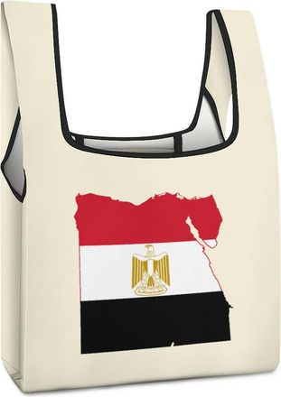 Generic Flag Map of Egypt Reusable Shopping Bags Lightweight Foldable Grocery Bag Polyester Washable Tote Bag