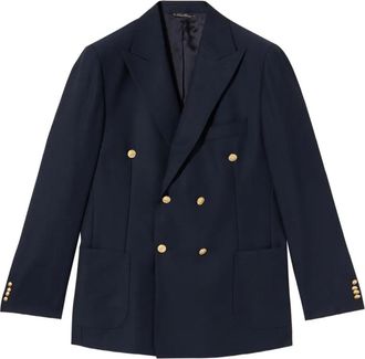 Brooks Brothers Blazer in lana vergine con revers a scialle - Blu