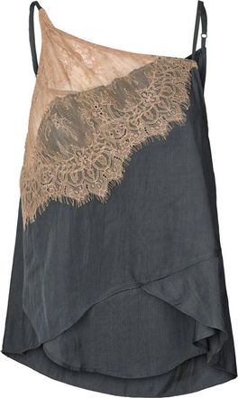 Rabens Saloner Donkere Schaduw Kant Top - Dames - Tops zonder mouwen - Zwart - S - Tops