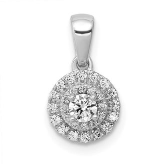 Diamond2Deal 14k White Gold 1/4 carat Diamond Round Halo Cluster Pendant