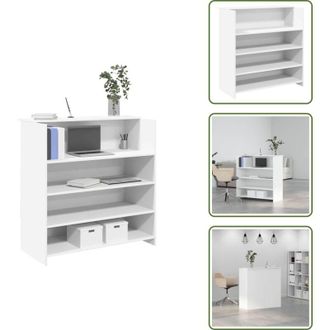 vidaXL The Living Store Scrivania per Reception Bianca 100x50x103,5 cm in Legno Massello - Scrivania in legno