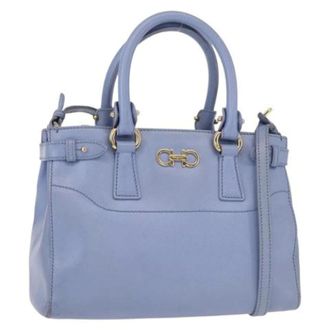 Ferragamo Pre-owned Handbags, female, Blue, Size: ONE SIZE Pre-owned Leather Handbag