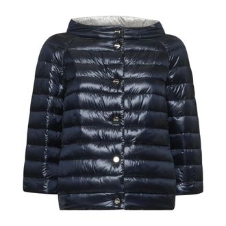 Herno Winter Jackets, female, Blue, Size: M Reversible Down Jacket Blue/Grey