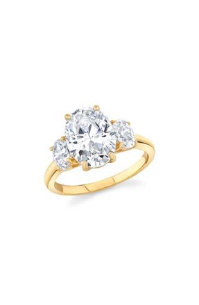 Crislu Cubic Zirconia Three-Stone Ring in 18Kt Yellow Gold /Clear Stone at Nordstrom, Size 7
