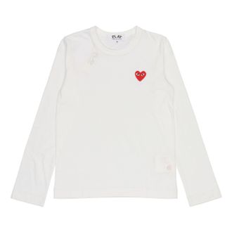 Comme Des Garçons (WMNS) COMME des GARCONS PLAY Small Logo Long Sleeves Tee White Red AZ-T117-051-2