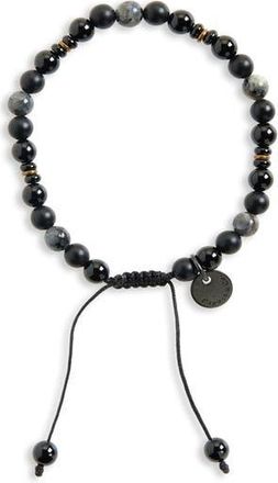 Caputo & Co. Mens Aura Gemstone Slider Bracelet in Black Labradorite at Nordstrom Rack