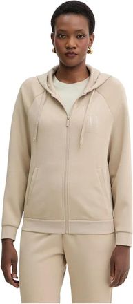 A|X Armani Exchange Zip-up fleece in mixed fabric - Dames - Vesten met rits - Beige - M - Hoodies & sweatvesten