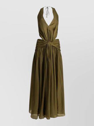 Zimmermann indra halter maxi dress cut out ties