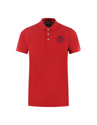 Aquascutum Mens Aquascutum Branded Sleeve Red Polo Shirt - Size: 40