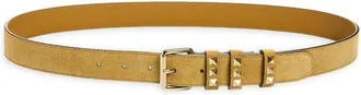 Valentino Garavani Rockstud Suede Belt in Beige at Nordstrom, Size 100