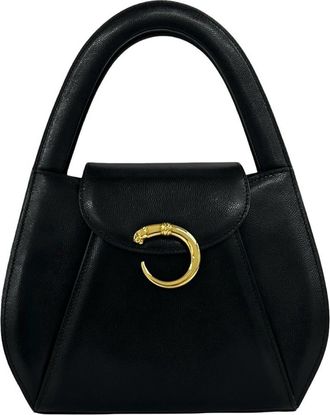 Cartier Black Leather Handbag Tote Bag (Pre-Owned)