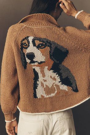 Pilcro The Jesse Dog Icon Cardigan Sweater by Pilcro
