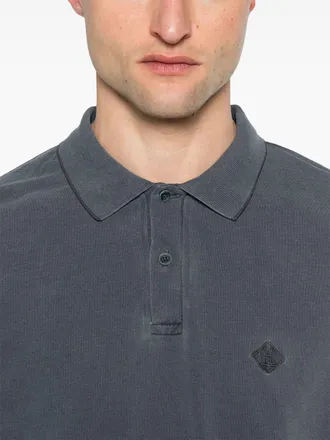 Herno Logo Cotton Polo Shirt - blue-grey