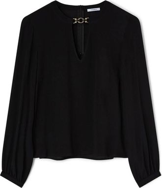 Motivi Blusa de Cr&ecirc;pe de Chine con Anilla Met&aacute;lica - Blouses & Shirts - Mujer - Negro - 2XS