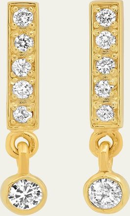 Jennifer Meyer Diamond Bar Stud Mini Bezel Drop Earrings