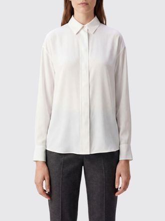 Calvin Klein Camicia in seta con rouches e abbottonatura nascosta