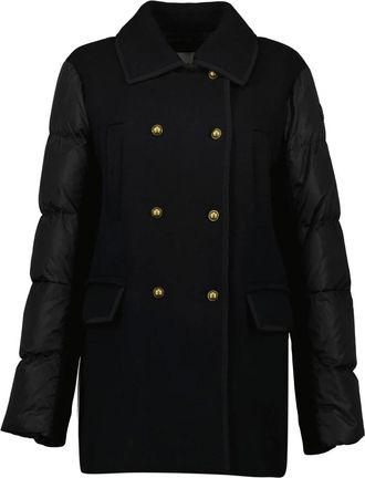 Moncler Winter Jackets, female, Black, Size: L Chaillo Bi-Material Coat