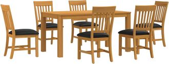 vidaXL Conjunto De Comedor 7 Uds. Negro Madera De Roble S&oacute;lido Vidaxl