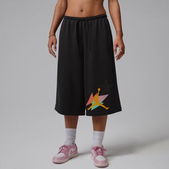 Nike Jordan Womens Jordan Brooklyn Fleece French Terry Big Shorts in Black | IF1406-045