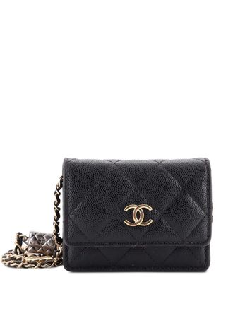 Chanel Flap Card Holder on Chain with Charms Quilted Caviar Mini crossbody bag - Nero