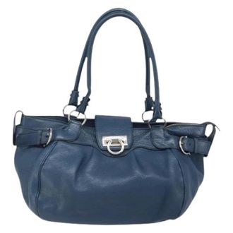 Ferragamo Pre-owned Handbags, female, Blue, Size: ONE SIZE Pre-owned Gancini Handbag