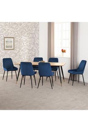 Seconique Hamilton Large Dining Set with Avery Chairs in Blue