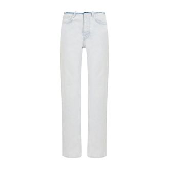 Balenciaga Straight Fit Jeans, female, Blue, M, Cut Off Waistband Jeans