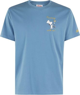 MC2 Saint Barth Klassiek Katoenen T-Shirt Snoopy Blauw Korte Mouw - Heren - T-shirts - Blauw - S - Katoen - Tops